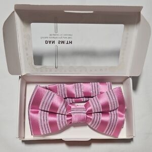 NEW Dan Smith Bow Tie in Gift Box Fun Pink Stripes Stripes Handmade Microfiber